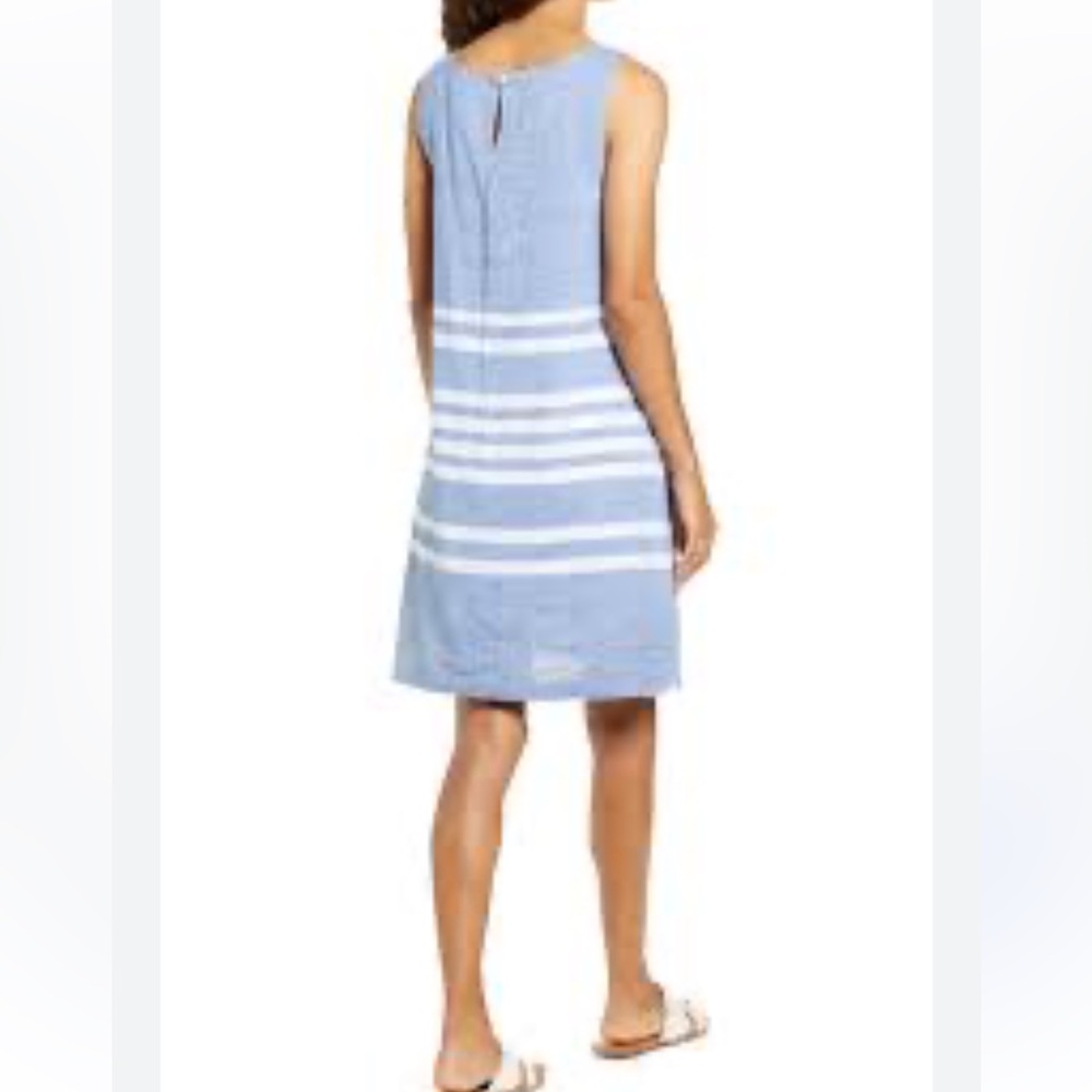 Beach lunch lounge Blue Stripe Dress XS